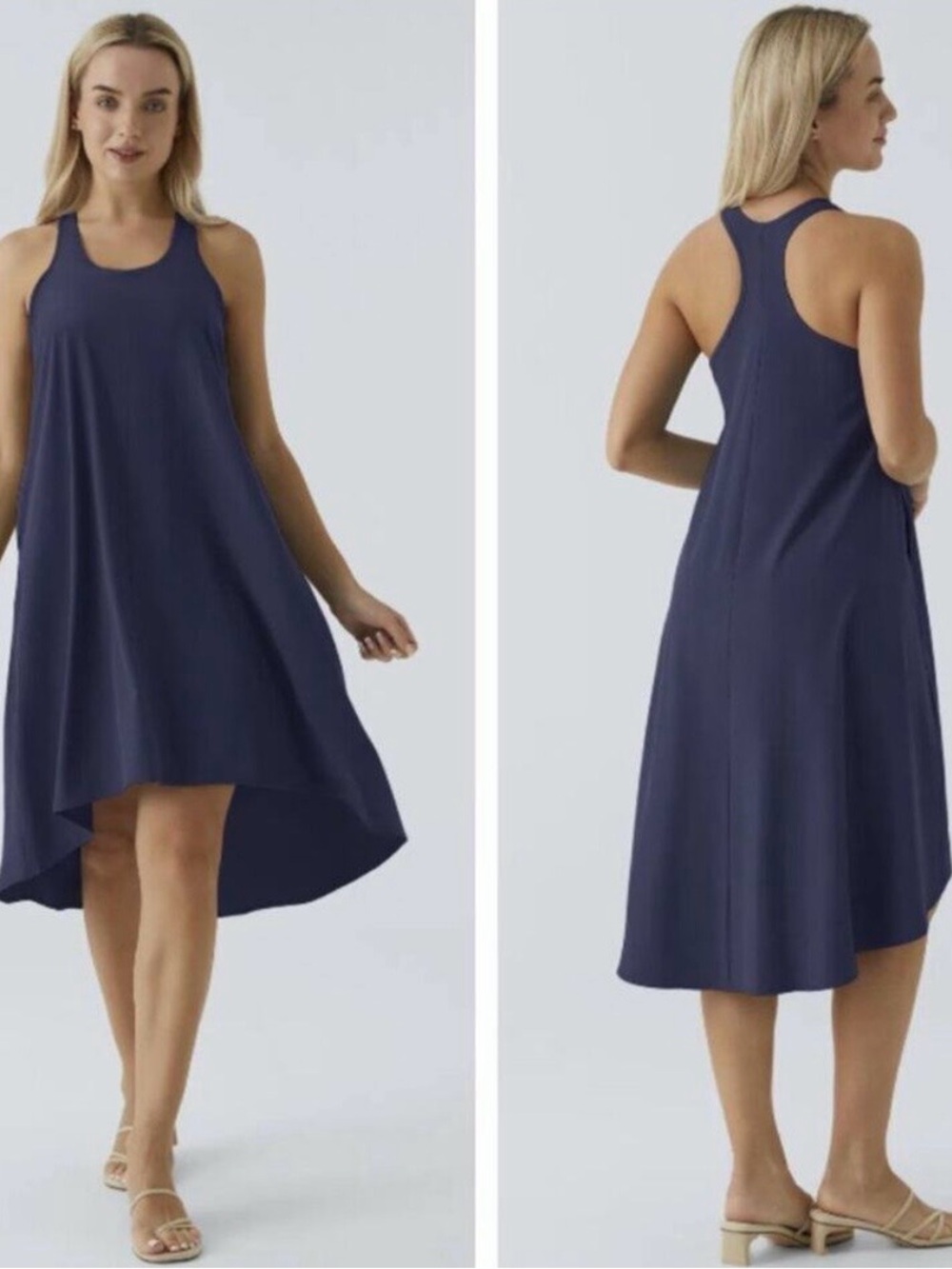 Halara Navy Breezeful Racerback Pocket High Low Flowy Midi Quick Dry Dress Sz XL - Picture 3 of 8